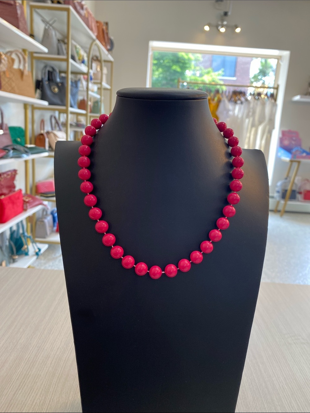 Classic Beaded Necklace - Hot Pink